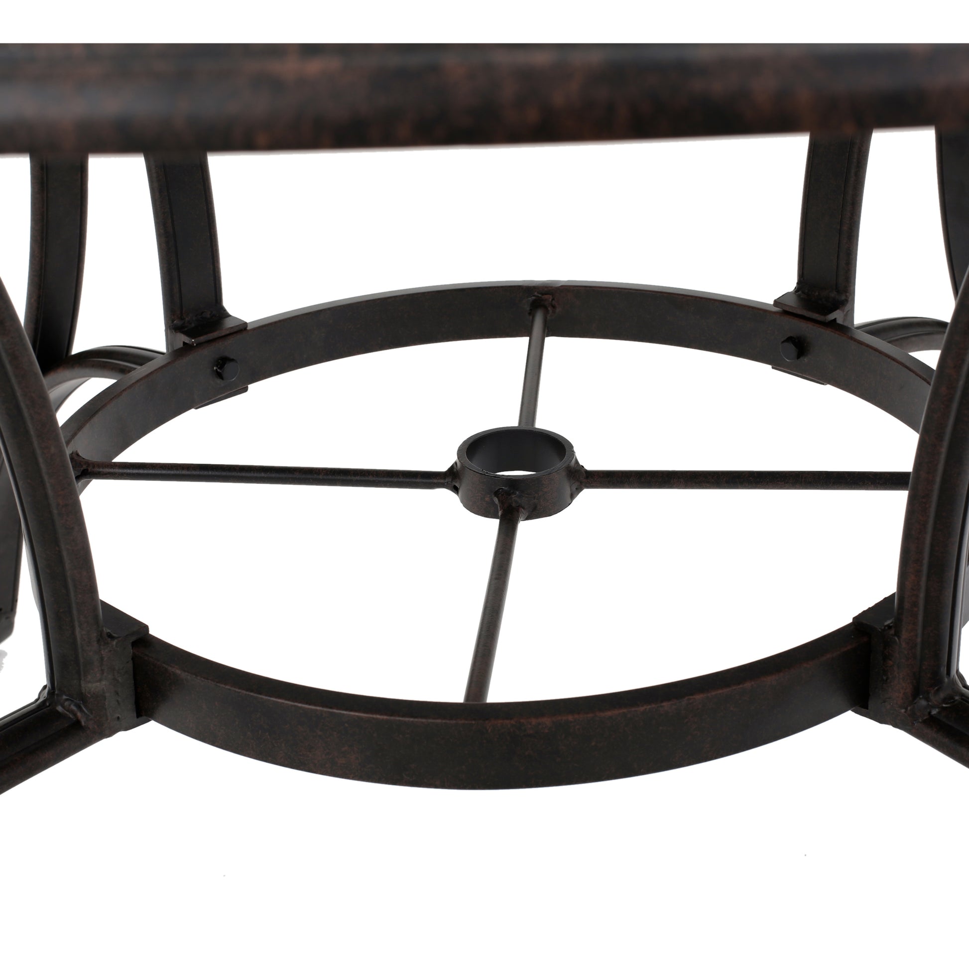 Outdoor Cast Aluminum Circular Dining Table, Bronze Bronze Aluminium