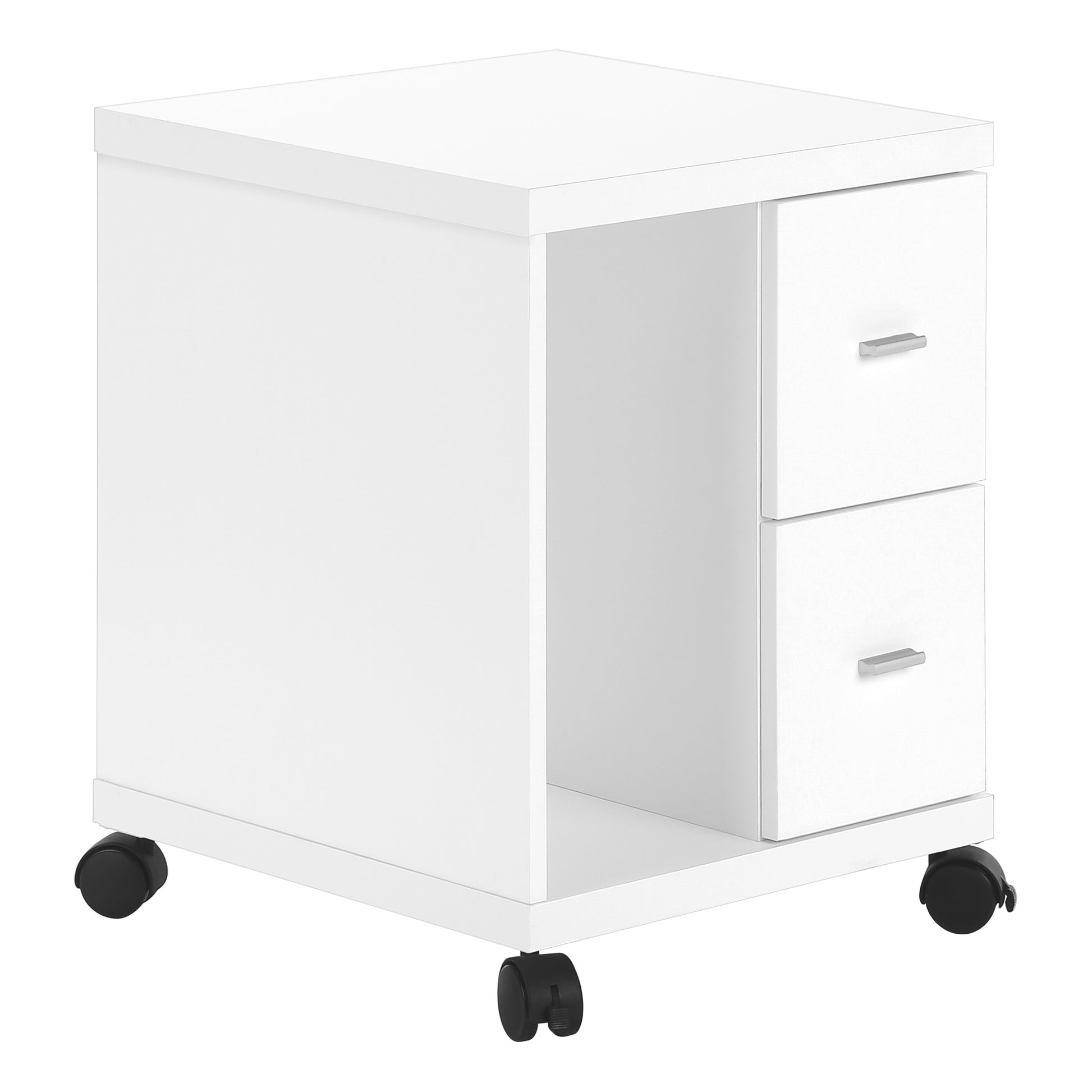 Office, File Cabinet, Printer Cart, Rolling File Cabinet, Mobile, Storage, Work, White Laminate, Contemporary, Modern White Particle Board