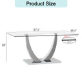 Large Modern Minimalist Rectangular Glass Dining Table For 6 8 People With 0.4 