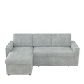 85 Inches Sofa Bed, 3 Seater Sleeper Sofa With Storage Chaise, Square Handrail With Pull And Copper Nail,Chenille Light Grey, Pull Out Couch For Living Room Light Grey Chenille 3 Seat