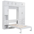 Twin Size Murphy Bed With Lockers And Wardrobes, With Installation Video, White Box Spring Not Required Twin White Murphy Solid Wood Mdf