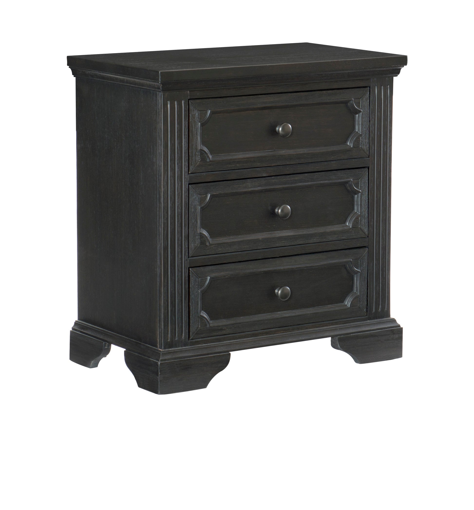 Traditional Design 3 Drawers Nightstand 1Pc Charcoal Finish Rustic Style Bedroom Furniture Charcoal 3 Drawers Bedroom Rustic Drawers Wood