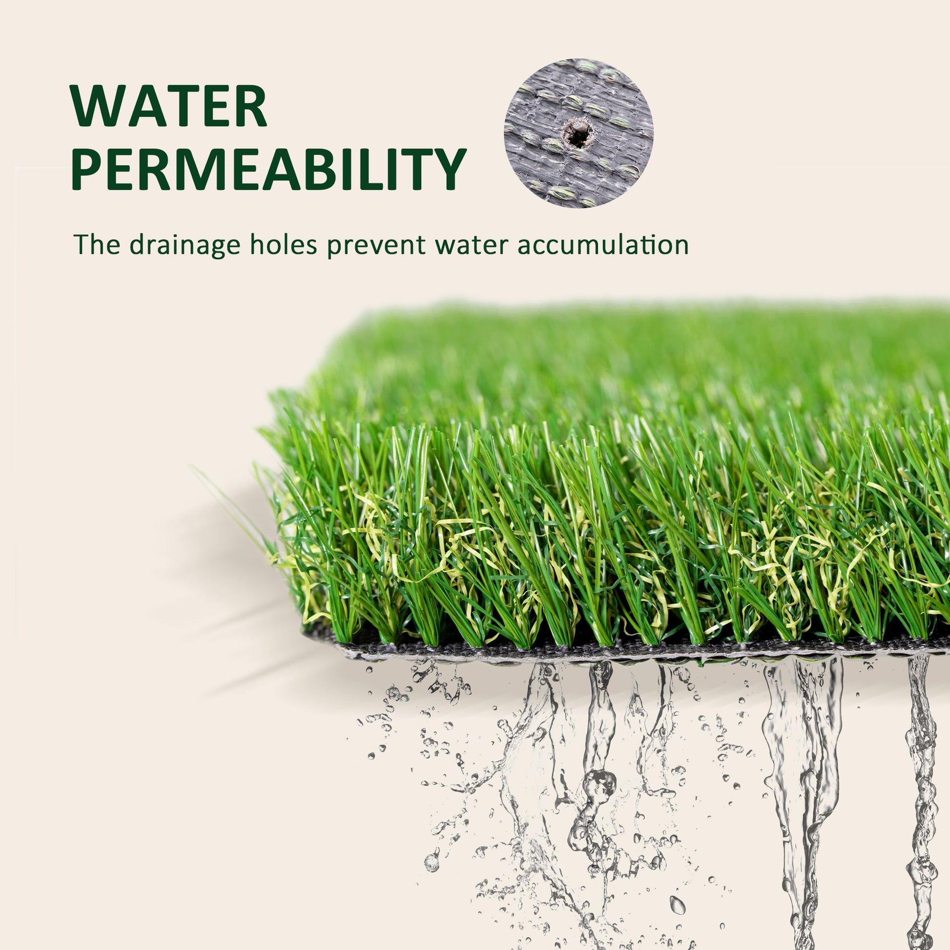 Outsunny 10' X 3' Artificial Turf Grass With Simulated Look & Feel Uv Protection, & Drain Holes For Rain, 1.25" Height Green Plastic