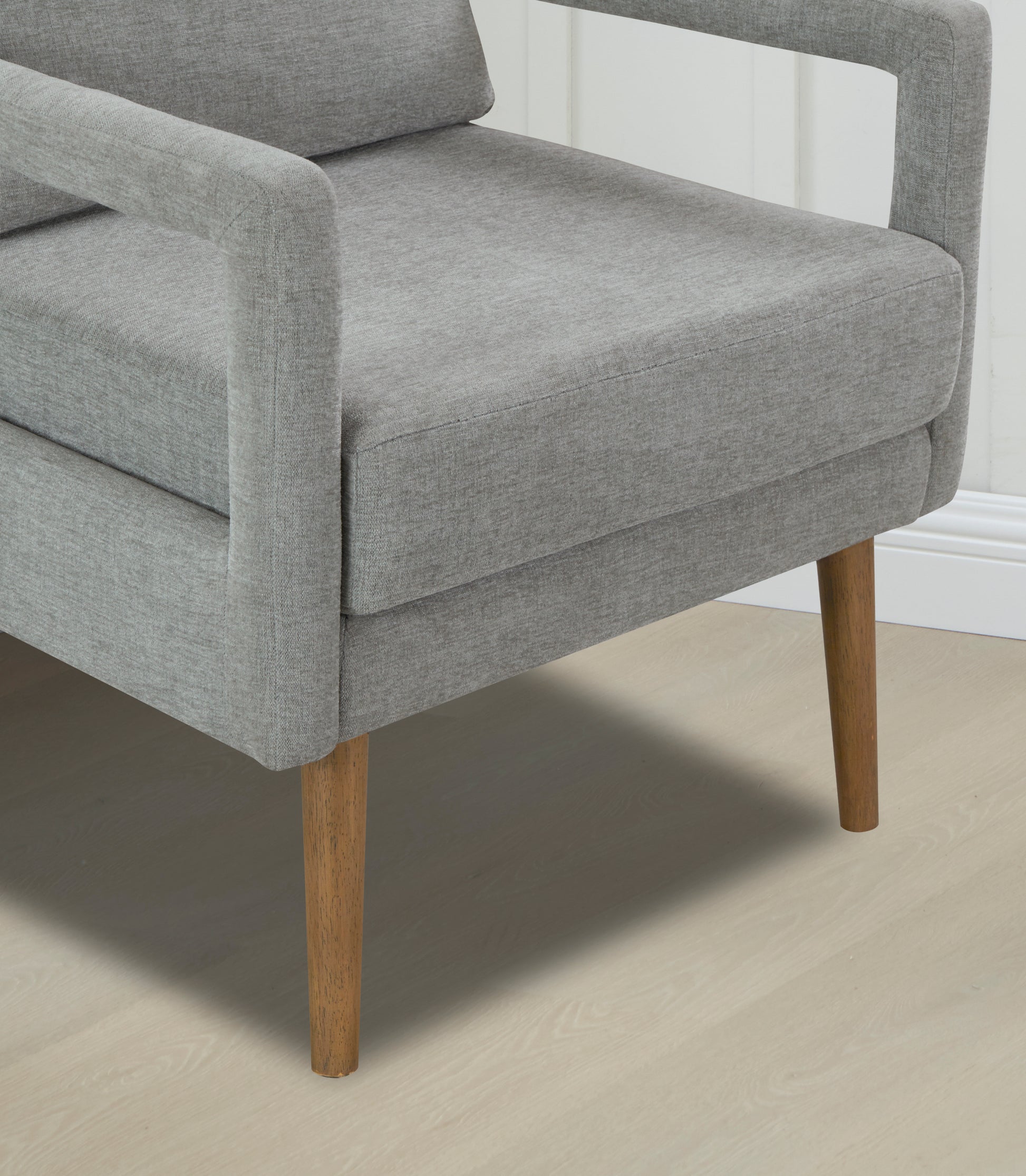 Mid Century Armchair2Pcs, Accent Chair With Wood Legs & Soft Cushion For Living Room, Bedroom, Home Office, Study, Grey Gray Foam Wood Fabric