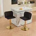 Swivel Barstools Adjusatble Seat Height With Gold Plating Base, Classic Velvet Upholstered Bar Stools With The Whole Back Tufted, For Home Pub And Kitchen Island,Black,Set Of 2 Black American Design Bar Stools Set Of 2 Foam Velvet