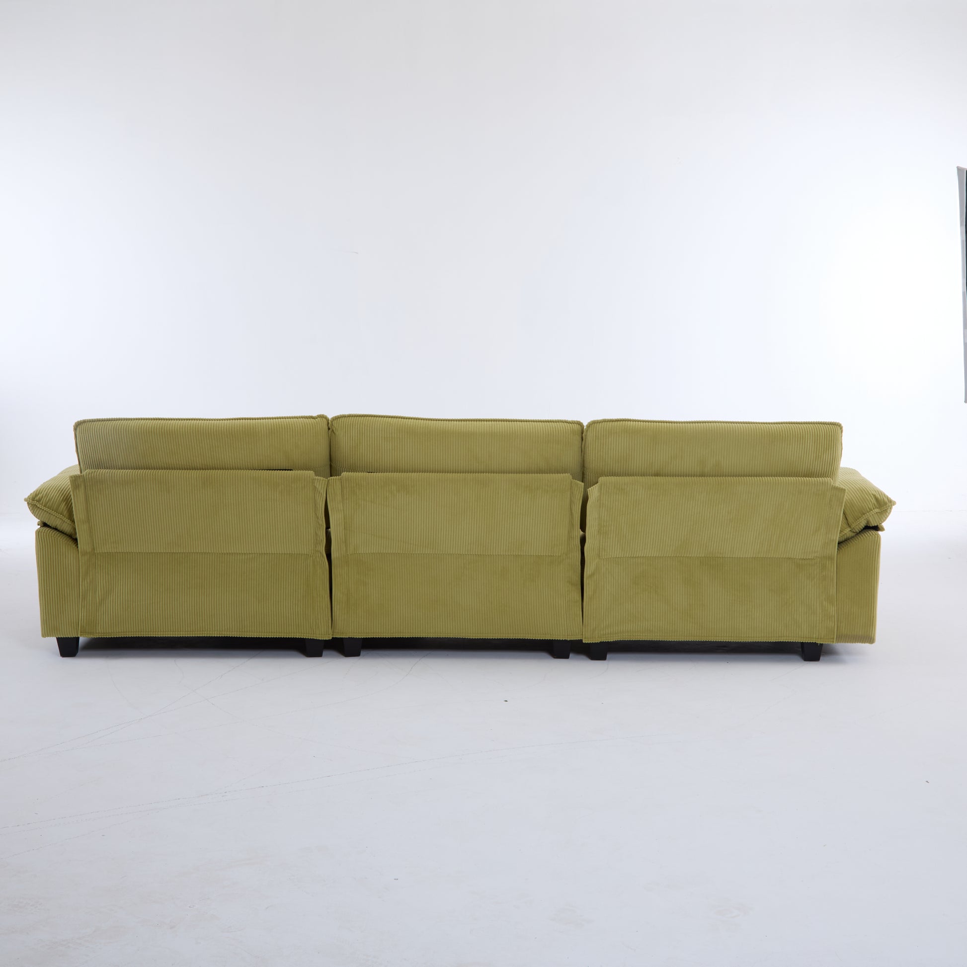 Modular Sectional Sofa With Movable Ottoman,L Shaped Corduroy Fabric Couch With High Supportive & Soft Sponges And Removable Ottoman, Sleeper Comfy Upholstered Furniture For Living Room,Green Green