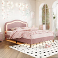 Queen Size Velvet Upholstered Smart Led Bed Frame With Adjustable Height Headboard,No Box Spring Needed,Easy Assembly,Pink Box Spring Not Required Queen Pink Wood Bedroom Cute,Modern Bed Frame Wood