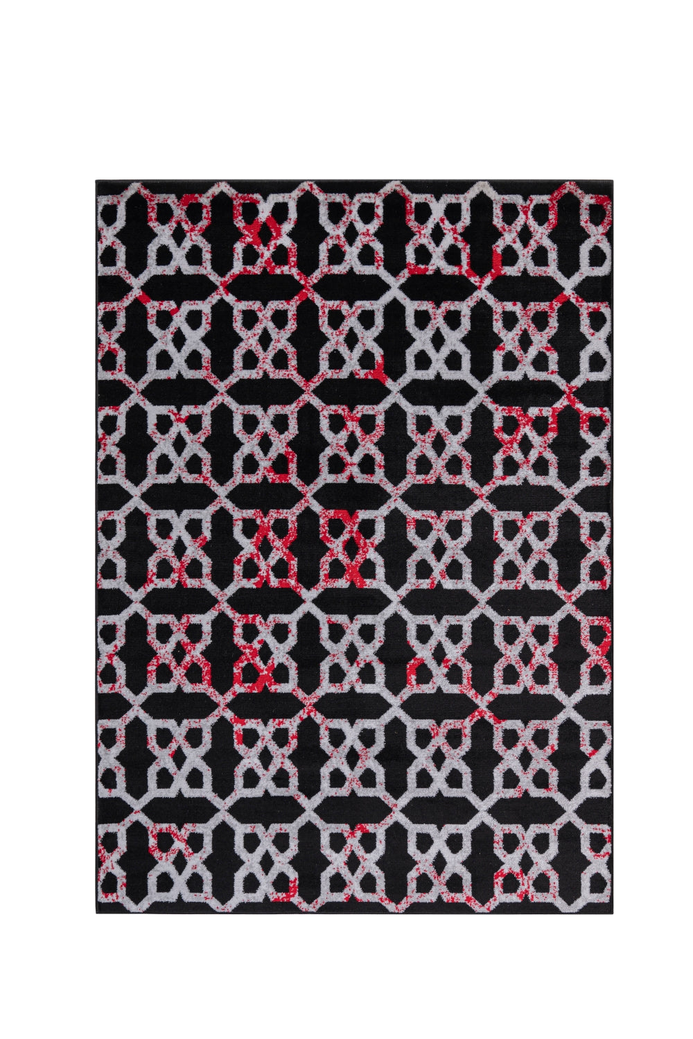 Jersey Area Rugs, Carpets For Livingroom, 7X10 Area Rugs ,3989 Black Red Rectangle 8&10 Black Red Contemporary Abstract Polypropylene