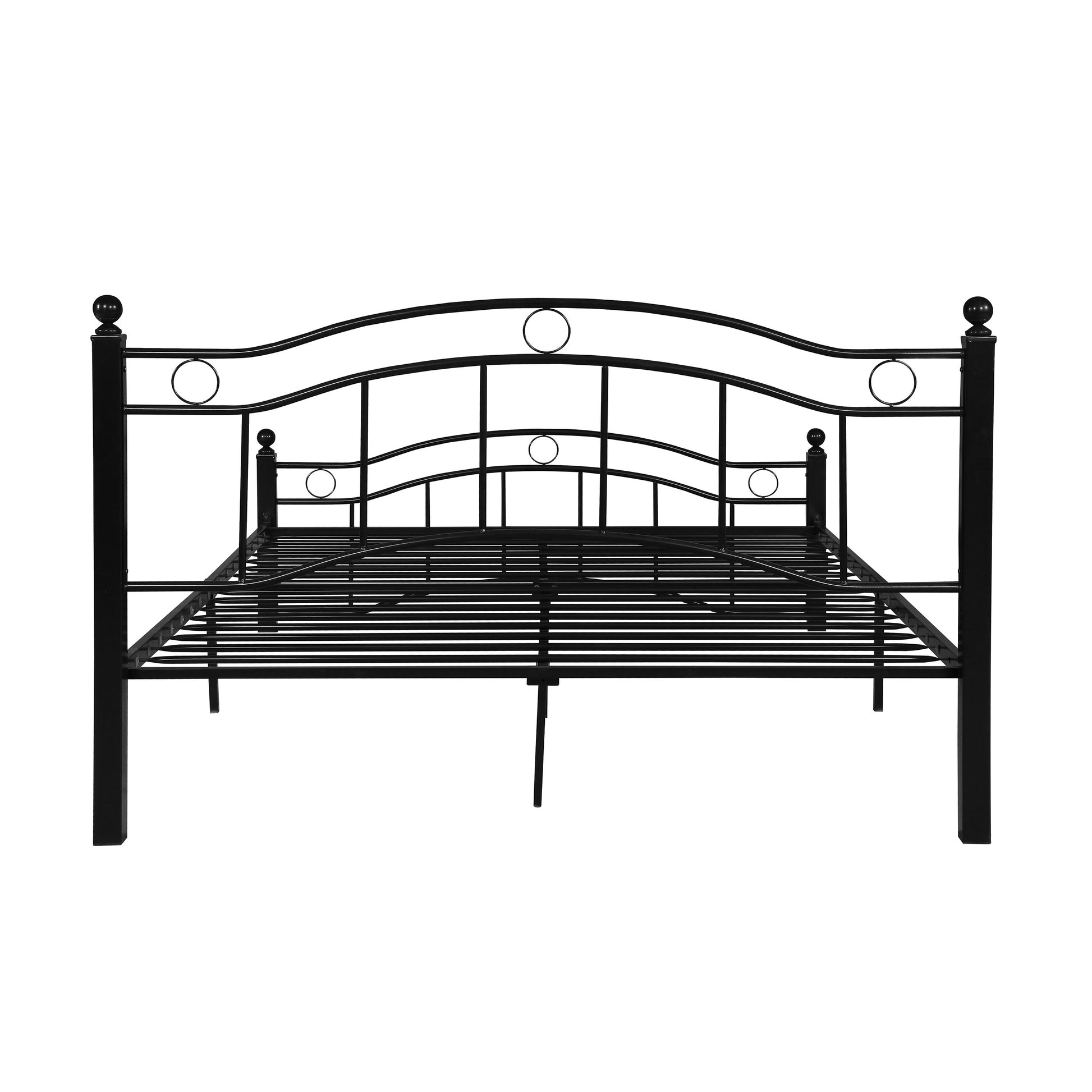 King Size Metal Bed Frame, Under Bed Storage Space, No Box Spring Needed, Durable Use, Black King Black Iron