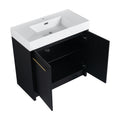 36 Inch Freestanding Bathroom Vanity With Resin Sink, With Soft Closing Door, Kd Package Black Chestnut 2 Bathroom Freestanding Modern Plywood