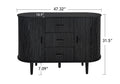 Sideboard Buffet Storage Cabinetaccent Cabinet With Smoothly Sliding Tambour Doorsmodern Kitchen Buffet Cabinet With 3 Drawer And 2 Doors For Living Room Dining Room Black Mdf