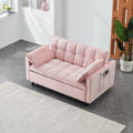 55 Inches Pink Modern Velvet Sofa, Seating Sofa With Backrest, Soft And Comfortable Living Room Furniture, 3 In 1 Convertible Sofa Bed For Living Room Bedroom Pink Velvet 2 Seat