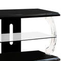 60 Inch Modern Tv Media Entertainment Center, Acrylic Posts, Glass, Black Black Wood