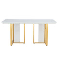 Modern Minimalism And Luxurious White Rectangular Patterned Dining Table. The Computer Desk. The Game Table. Dining Tables Are Used In The Dining Room, Living Room, Terrace And Kitchen 67 *36 *30