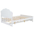 Full Size Wood Platform Bed With Headboard And Twin Size Trundle, White Box Spring Not Required Full White Wood Bed Frame Solid Wood Mdf