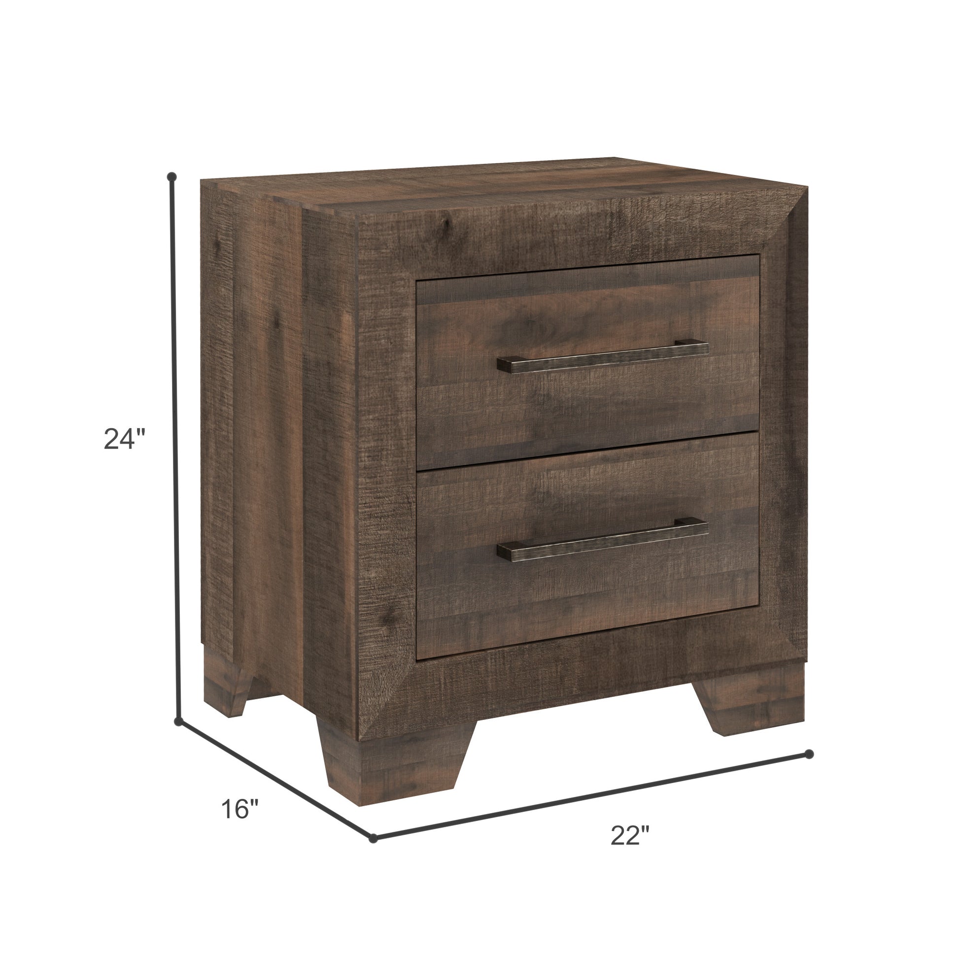 Plinz Brown 2 Drawer Nightstand Brown Engineered Wood