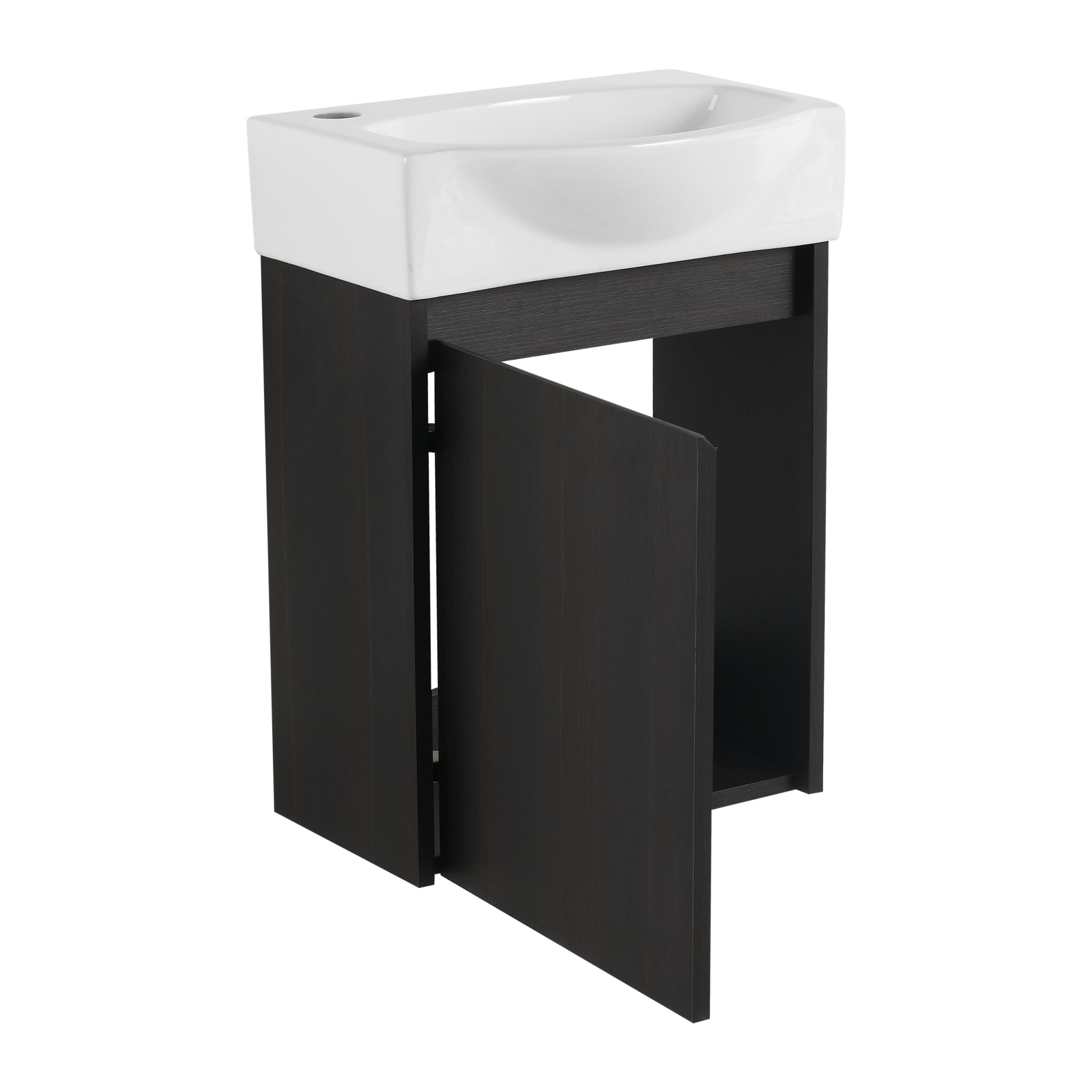 16 "Bathroom Vanity Sink Combo For Small Space, Modern Small Bathroom Vanity With Sink, Small Bathroom Sink Cabinet Set ,Black Black Bathroom American Design Engineered Wood