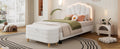 2 Pieces Bedroom Sets Twin Size Flower Shaped Upholstered Led Platform Bed With Storage Ottoman Sherpa Fabric, White Twin White 2 Piece Set Wood