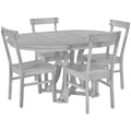 5 Piece Rustic Round Pedestal Extendable Dining Table Set With 15.7
