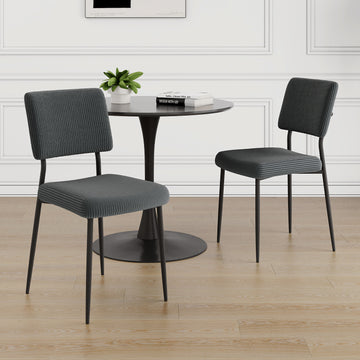 Modern Grey Simple Velvet Dining Chair Fabric Upholstered Chair Family Bedroom Stool Back Dressing, Black Round Table Set, Chair Black Metal Legs Set Of 3 Black Mdf