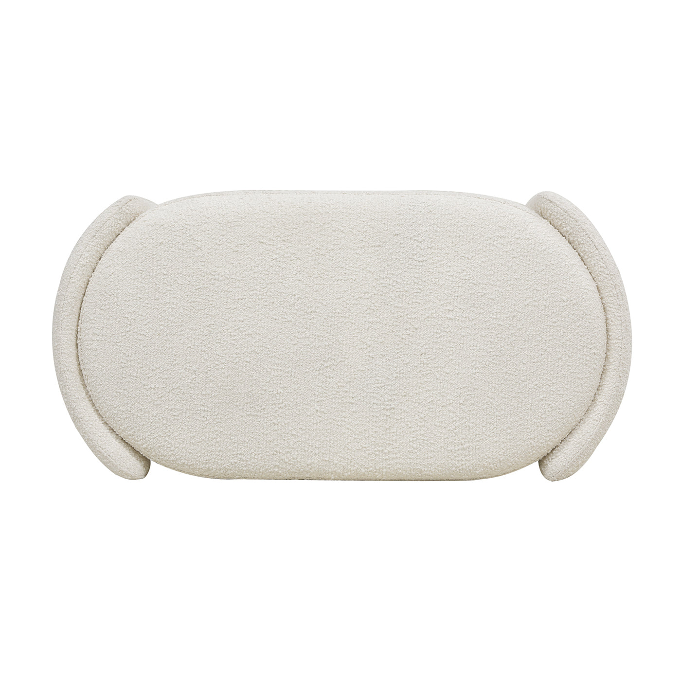 Fuji 43" Upholstered Oval Storage Bench, Ivory White Boucle White Foam Boucle