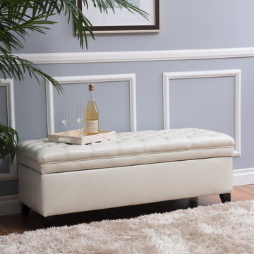 Juliana Storage Ottoman Ivory Pu