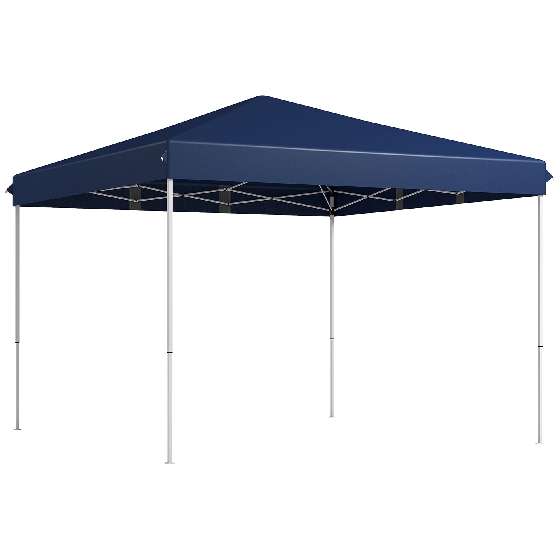 Outsunny 13' X 13' Pop Up Canopy Tent, Instant Sun Shelter, Tents For Parties, Height Adjustable, With Wheeled Carry Bag For Outdoor, Garden, Patio, Parties, Dark Blue Dark Blue Steel