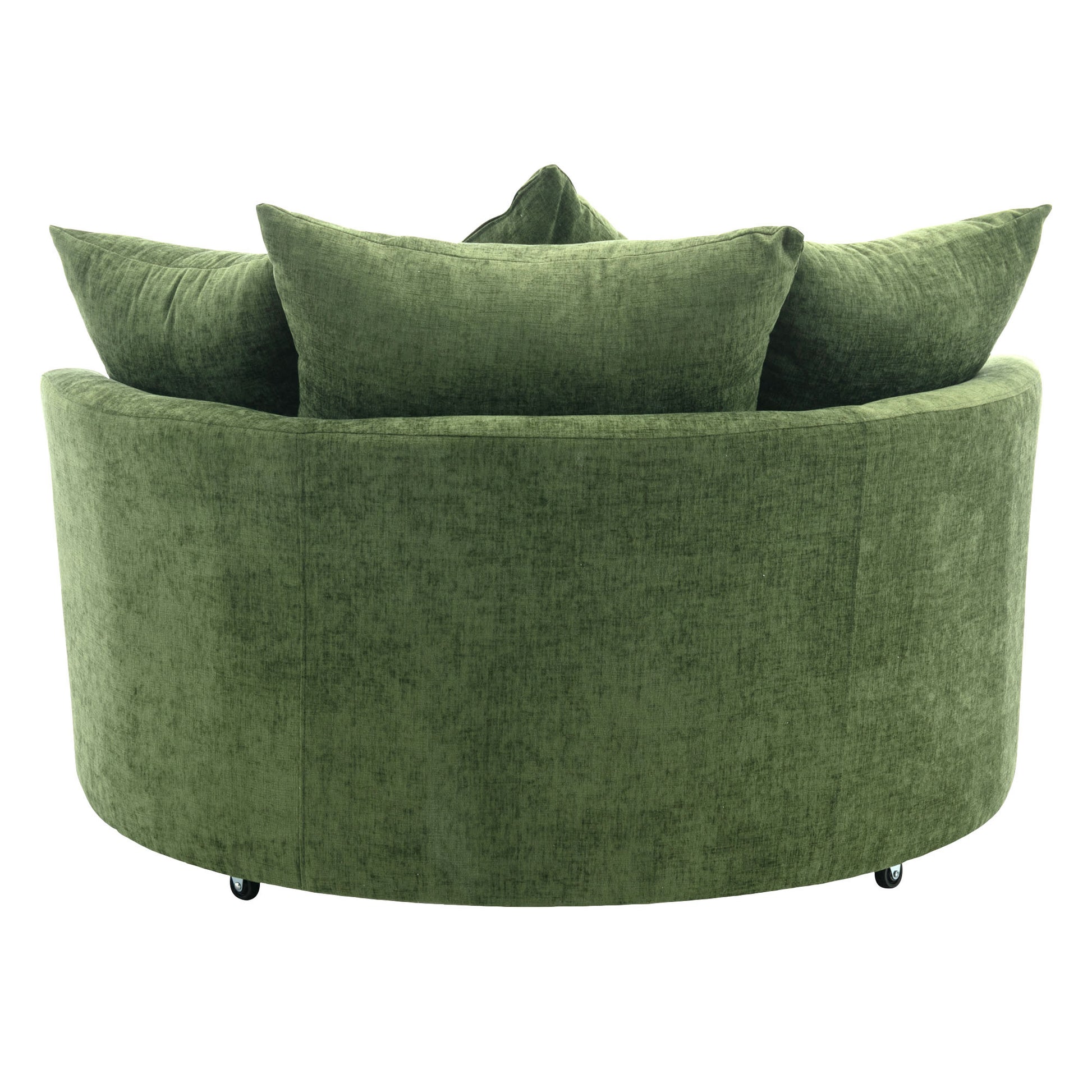 Orisfur. 360 Swivel Accent Barrel Chair With Storage Ottoman & 4 Pillows, Modern Chenille Leisure Chair Round Accent For Living Room, Green Green Foam Chenille