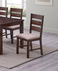 Contemporary Antique Cherry 6Pc Dining Set Table And 4X Side Chairs 1X Bench Melamine Table Top Fabric Cushion Seats Chairs Solid Wood Dining Room Furniture Dining Room Solid Wood Rubberwood Rectangular Dining Table With Chair And Bench Upholstered Chair