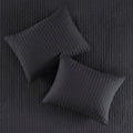 3 Piece Quilt Set Black King Cal King King Black Microfiber