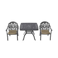 Cushions In Random Colors 3 Piece Set Of Cast Aluminum Patio Furniture With Cushions Yes Dining Set Black Seats 2 Rust Resistant Frame Water Resistant Cushion Garden & Outdoor Complete Patio Sets Aluminium