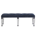 Dark Navy And Black Tufted Bench Navy Bedroom Glam Pine Velvet