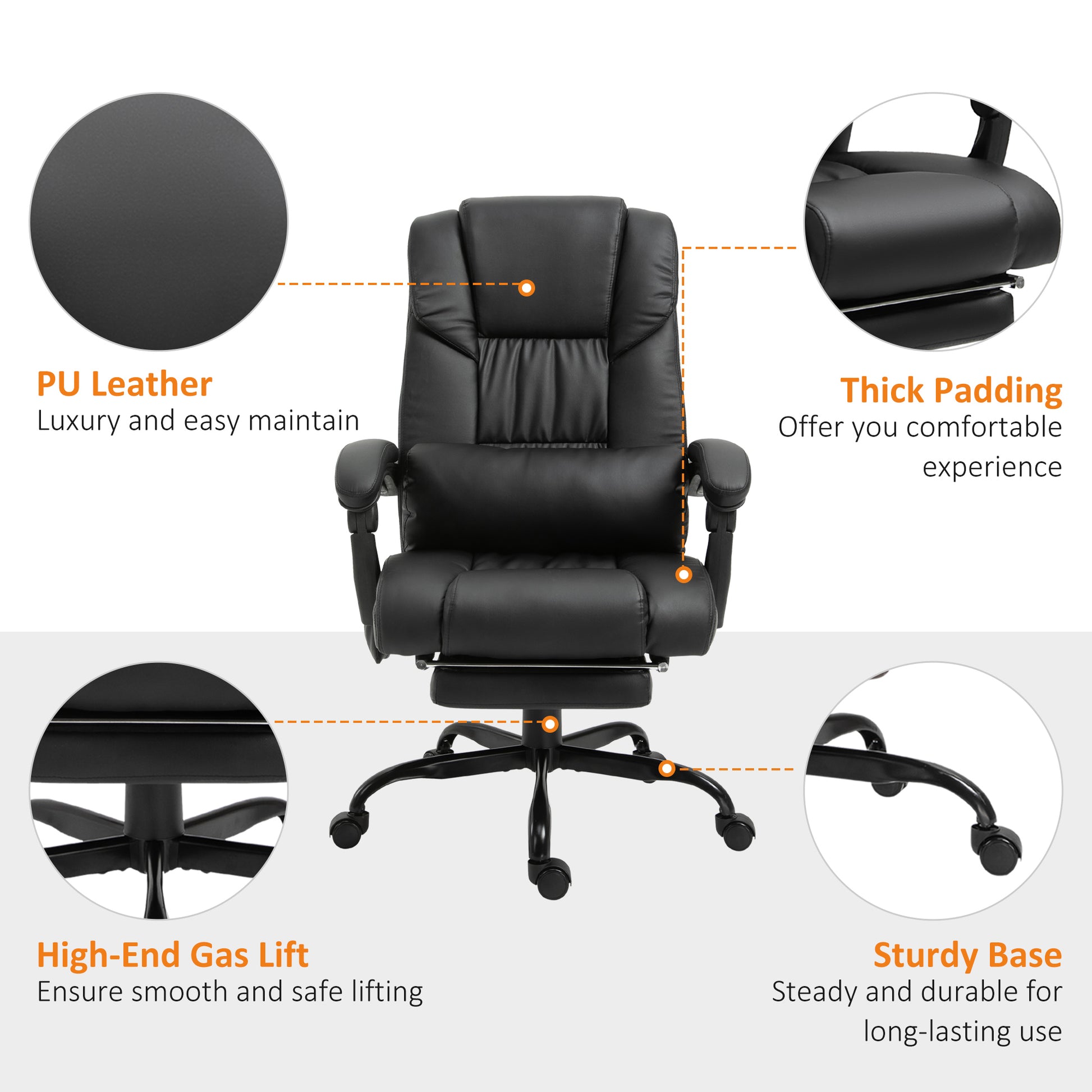 Vinsetto High Back Massage Office Chair With 6 Vibration Points, Pu Le Vinsetto High Back Massage Office Chair With 6 Vibration Points, Pu Le