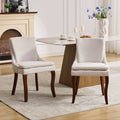 Modern Dining Chairs Set Of 2,Double Layer Cushioned Chenille Fabric Upholstered Accent Side Leisure Chairs With Mid Back And Curved Solid Wood Legs For Living Room Dining Room Beige Beige American Design Dining Chairs Rubberwood Set Of 2 Foam Chenille