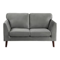 Modern Contemporary 2Pc Sofa Set Gray Sofa Loveseat Velvet Upholstery Dark Brown Legs Solid Wood Living Room Furniture Gray Velvet Wood Primary Living Space Modern Solid Wood 5 Seat