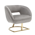 Coolmore Upholstered Tufted Living Room Chair Textured Linen Fabric Accent Chair With Metal Stand Gray Velvet