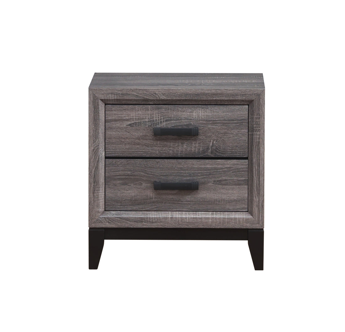 Mirage Foil Grey Nightstand Black Gray Rubber Wood