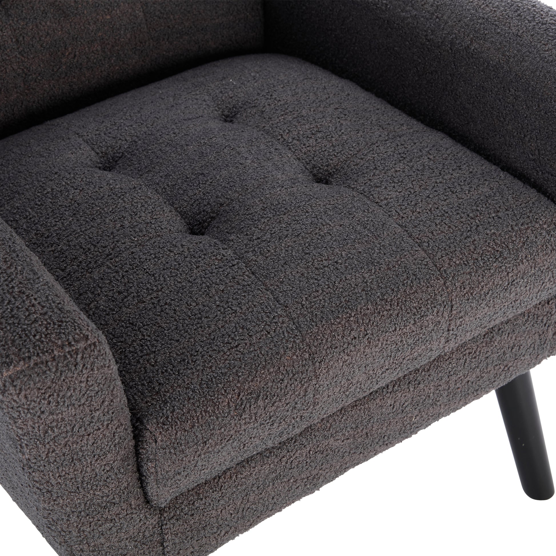 Modern Soft Teddy Material Ergonomics Accent Chair Living Room Chair Bedroom Chair Home Chair With Black Legs For Indoor Home Grey Teddy Fabric Grey Foam Upholstered