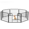 Dog Playpen Indoor With Door, Fence For Small Pet Animals, Puppy Cage With Gate For Yard Outdoor, 8 Panel 24 Inch Tall, Black Black Iron