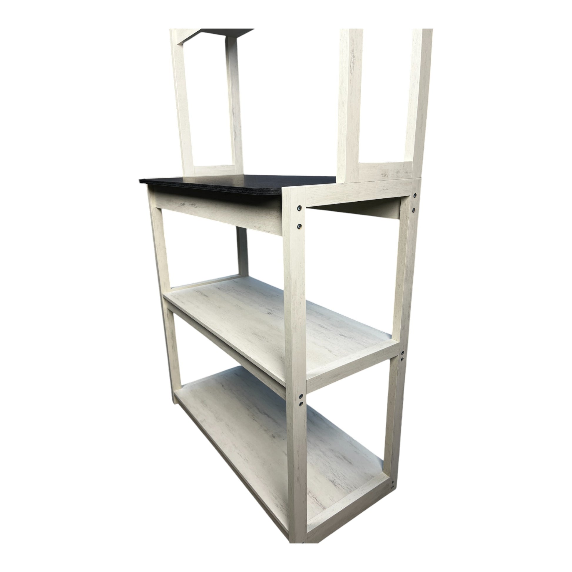 31.5" White And Black Color 5 Tier Bakers Rack For Kitchen With Storage, Coffee Bar, Kitchen Shelves, Microwave Stand White Black Particle Board