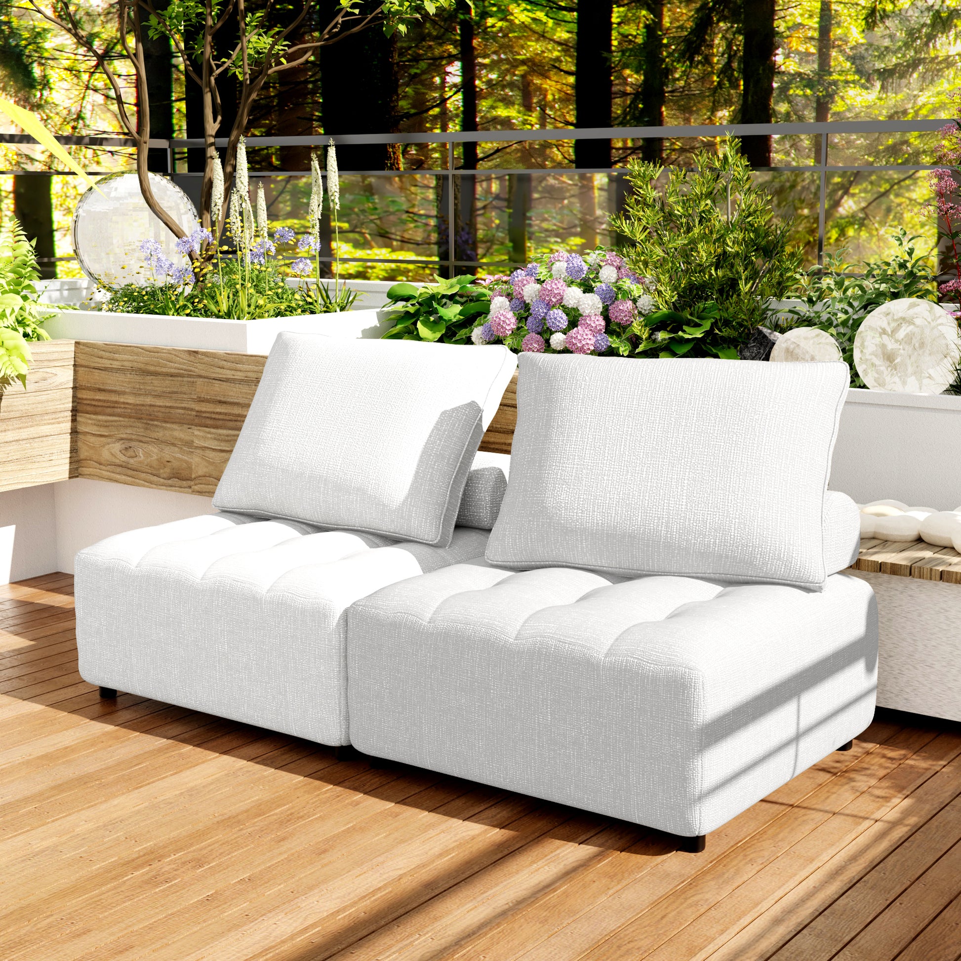 Outdoor Modular Sofa, With Aluminum Structure, Support Cushion And Back Cushion Cover Removable, Fade Resistant, Waterproof Sofa Cover Included,Beige The Ratebased On A Single Piece 2Unit Beige Aluminium 2 Seat