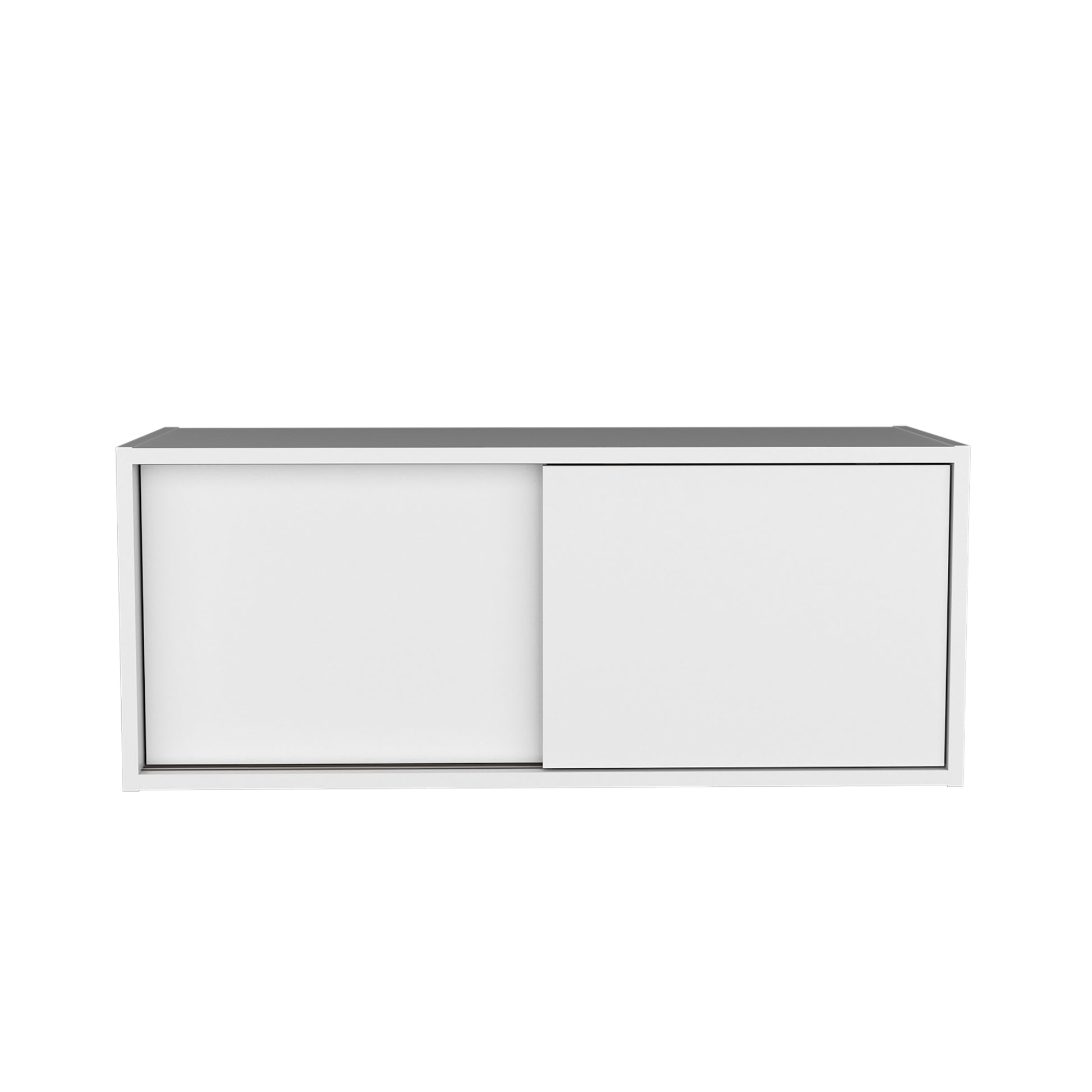 Note 32"W X 13" H Wall Cabinet With Sliding Doorswall Shelf, Storage Cabinet, Bedroom, Office, Living Room, Garage White Office Shelves Included Modern Particle Board