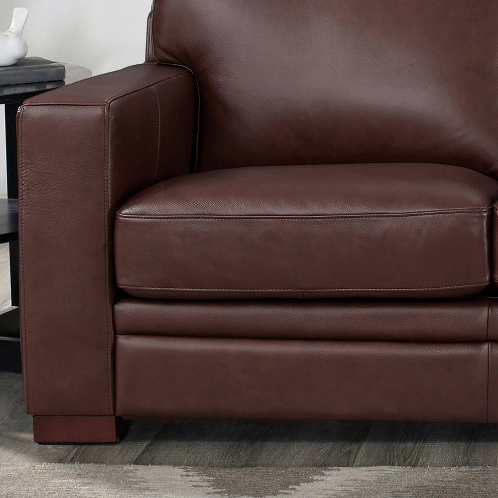 Dillon Leather Sofa Raisin Down Filling Genuine Leather 3 Seat