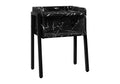 Accent Table, Side, End, Nightstand, Lamp, Living Room, Bedroom, Black Marble Look Laminate, Black Metal, Contemporary, Modern Black Metal