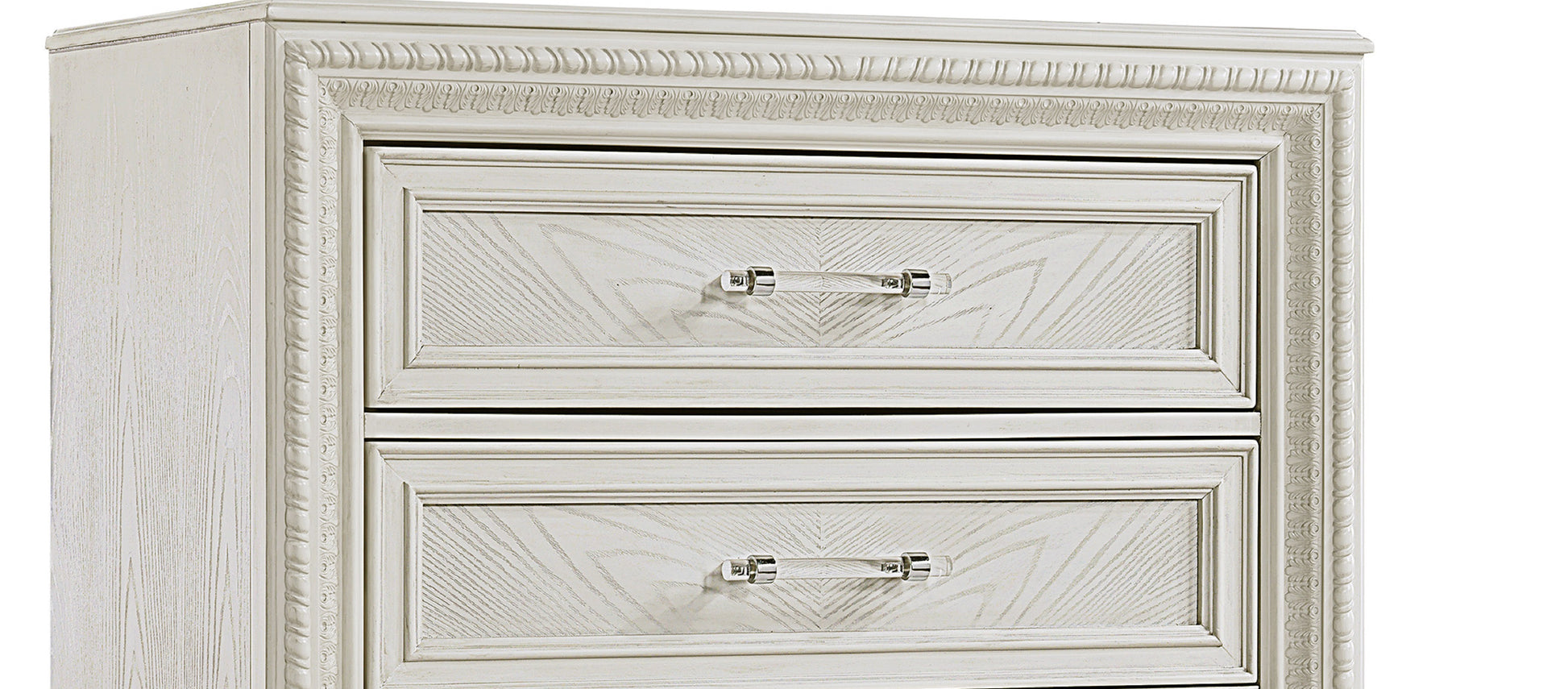 Beautiful Transitional Style 1Pc 5 Drawer Chest Storage Drawers White Cream Finish Wooden Home Bedroom Furniture Cream White Bedroom Transitional Wood