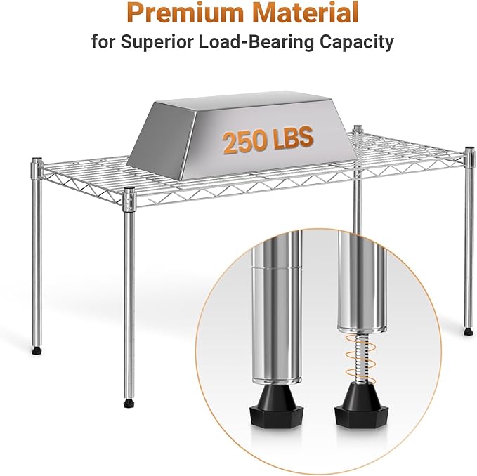 1 Tier Shelving Units, 29.92" W X 13.78" D X 14.96" H Steel Wire Rack Storage Shelving Organizer, Chrome Chrome Steel