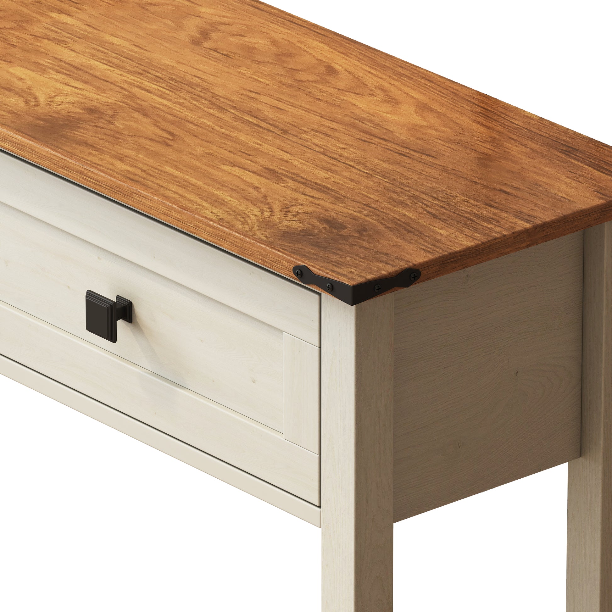 Farmhouse Style Console Table With 2 Drawer And Bottom Storage Shelf For Entryway, Rustic Side Table With Storage Drawer And Shelf For Living Room, Hallway Antique White Primary Living Space Farmhouse,Rustic Freestanding Drawers Console Tables