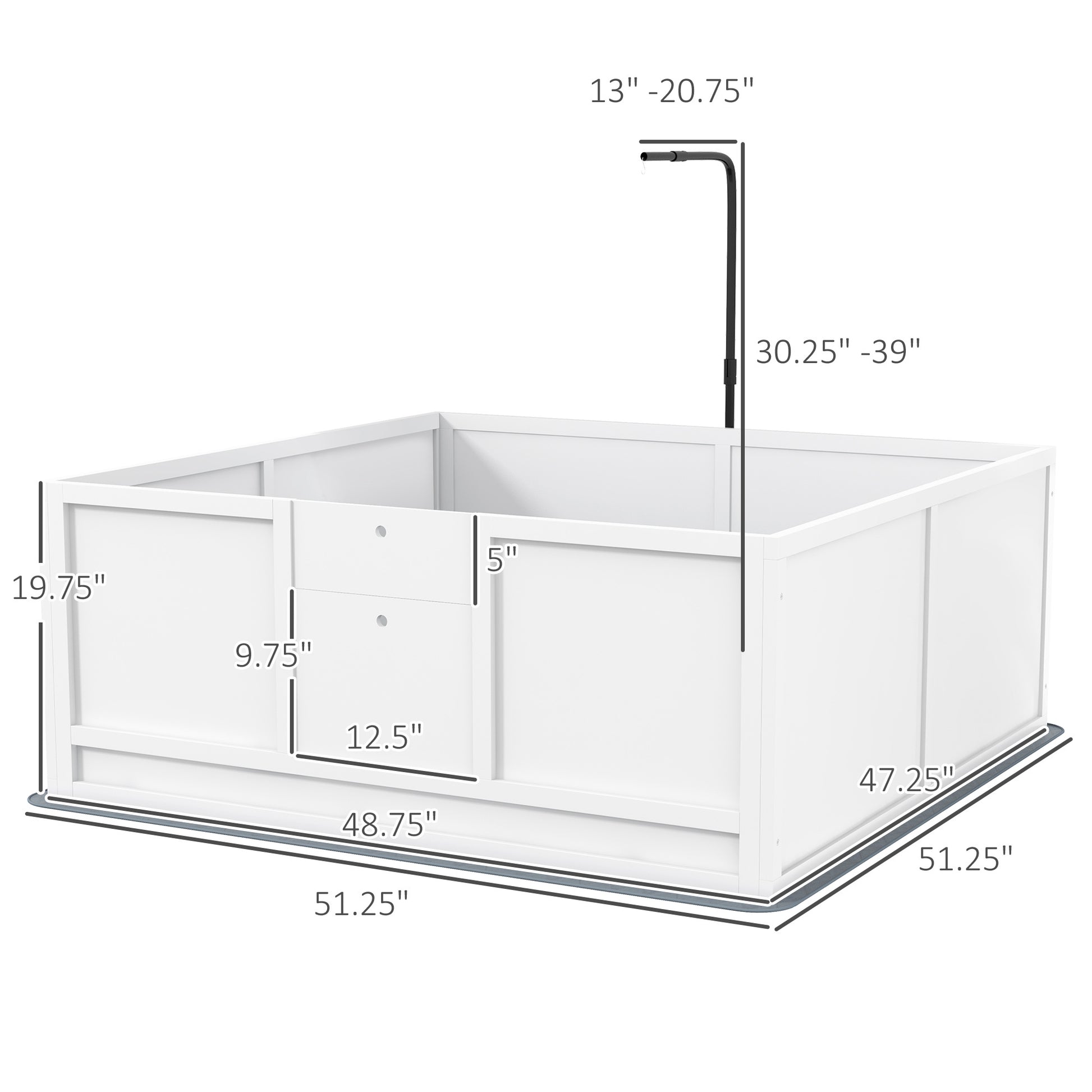 Pawhut Whelping Box For Dogs With Retractable Light Stand, Birth Dog Whelping Box For Puppies With Pig Rail, Pee Padadjustable Height Door For Small, Medium & Large Breed Dogs, 49" X 48" White Wood