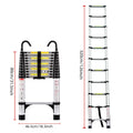 10.5Ft About 3.2M Retractable Ladder, Multi Functional Foldable Ladder, With Hook, Aluminum Retractable Ladder, Suitable For Daily Use Of Rv, Attic, Home, 330 Pounds Antique Silver Aluminium