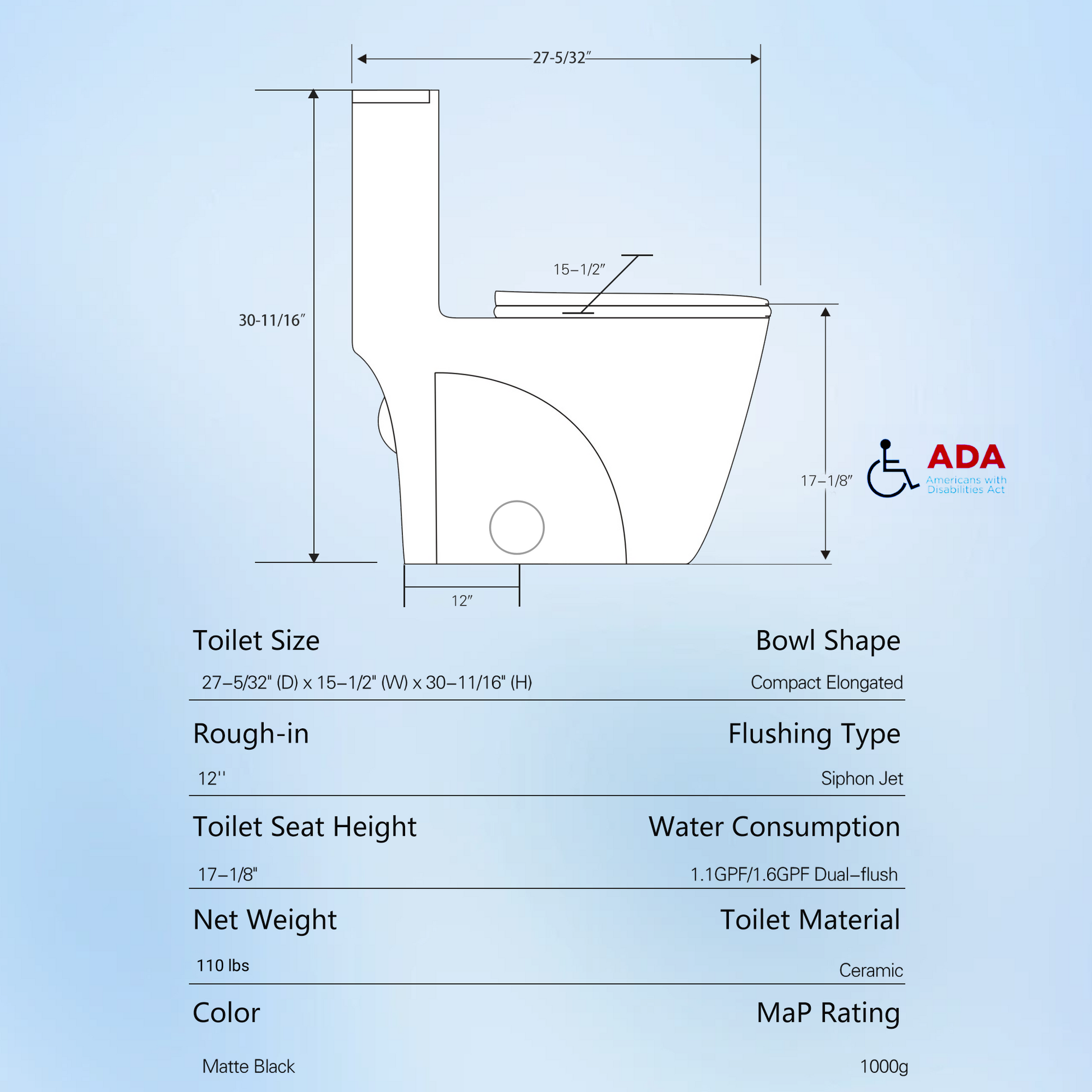 Dual Flush One Piece Toilet 1.1 1.60 Gpf, Water Saving Elongated Comfort Height Floor Mounted, Soft Close Seat, 1000 Gram Map Flushing Score Toilet, Matte Black 24T01 Mb Matte Black Ceramic